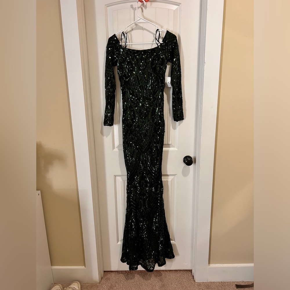 Green formal maxi dress